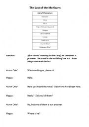English Worksheet: Last of the Mohicans - Play (part 3)