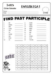 English Worksheet: FIND PAST PARTICIPLE