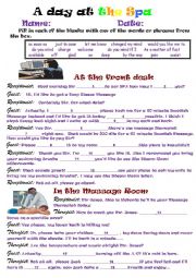 English Worksheet: Spa Exam / Activity / Comprehension, KEY INCLUDED