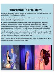 POCAHONTAS-READING+EXERCISES!!!