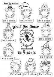 English Worksheet: WHATS THE TIME? Its ... OCLOCK,