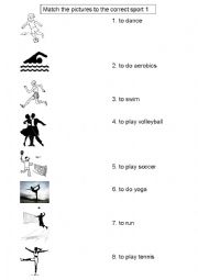 English Worksheet: Sports Matching Activity (3 matching sheets)