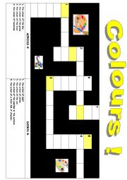 English Worksheet: Crosswords - Colours