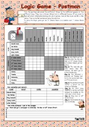 English Worksheet: Logic game (54th) - Postman *** with key *** fully editable *** BW