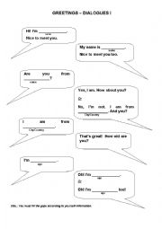 English Worksheet: GREETINGS DIALOGUES