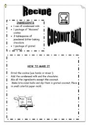 English Worksheet: Recipe coconut ball