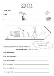 School objects (2 worksheets: differentiated)