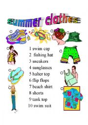 English Worksheet: Summer Clothes