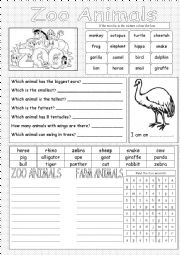 at the zoo worksheets