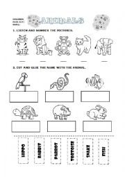 English Worksheet: animals for very little kids