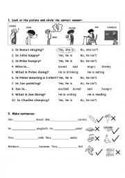 English Worksheet: LIKES/DOESNT LIKE and FOOD AND PRESENT CONTINUOUS