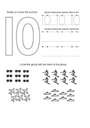 English Worksheet: number ten