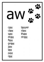 English Worksheet: AW reading flashcard