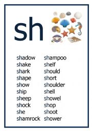 English Worksheet: SH reading flashcard