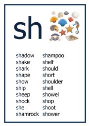 SH reading flashcard