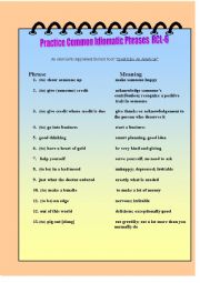 English Worksheet: Practice Common Idomatic Phrases RCL-6