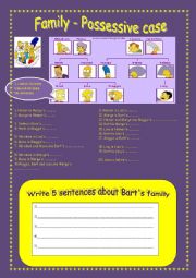 English Worksheet: Simpsons family +possessive case