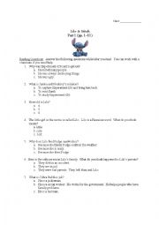 English Worksheet: Lilo & Stitch (Part 1)