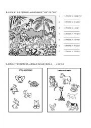 English Worksheet: wild and farm animals