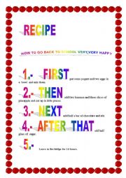 English Worksheet: RECIPE