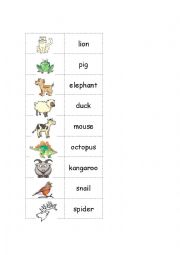 English Worksheet: Animal Dominoes