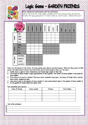 English Worksheet: Logic Game No. 2 - Garden Friends