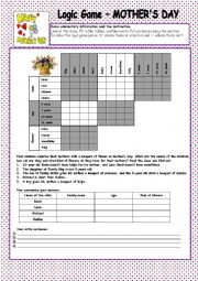 English Worksheet: Logic Game No. 3 - Mothers Day