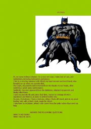 English Worksheet: batman, reading comprehension.