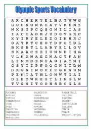 English Worksheet: Olympic Sports Vocabulary wordsearch