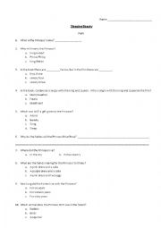 English Worksheet: Sleeping Beauty Film Worksheet