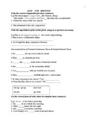 English Worksheet: quiz for midterm for pre A1.2 acc. to CEF