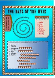 English Worksheet: THE DAYS OF THE WEEK