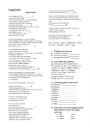 English Worksheet: Song Long Live