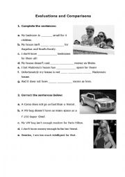 English Worksheet: evaluations and comparisons