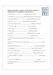 English Worksheet: Comparatives and Superlatives Exercise