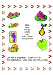 English Worksheet: Mostly Fruits
