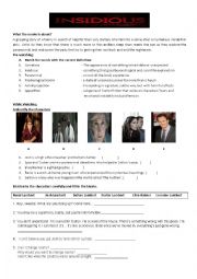 INSIDIOUS (2011) MOVIE WORKSHEET