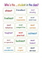 English Worksheet: Superlatives Speaking Cards