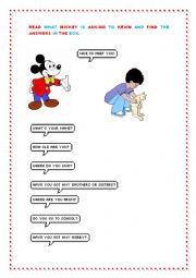 English Worksheet: Interviewed by Mickey Mouse