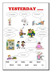 English Worksheet: Past simple Regular - yesterday I...