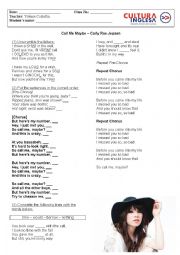 English Worksheet: Carly Rae Jepsen - Call Me Maybe