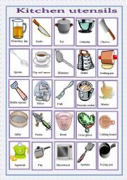 English Worksheet: kitchen utensils