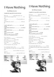 English Worksheet: I have nothing by Whitney Houston