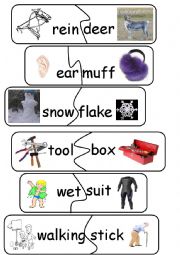 English Worksheet: Compound Words/Game - set 30