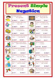 English Worksheet: Present Simple Negation
