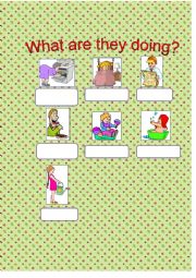 English Worksheet: present continuous for young learner two pages with exercise