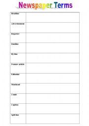 English Worksheet: Newspaper Terms