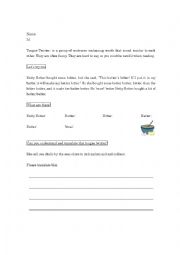 English Worksheet: Tongue Twister