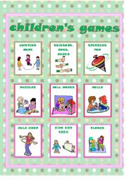 English Worksheet: children games