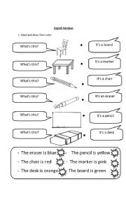 English Worksheet: in the clasroom